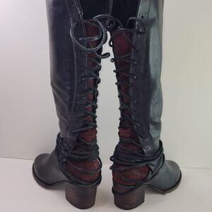 Freebird Steven Coal Tall High Black Black Leather Boots (7 US)